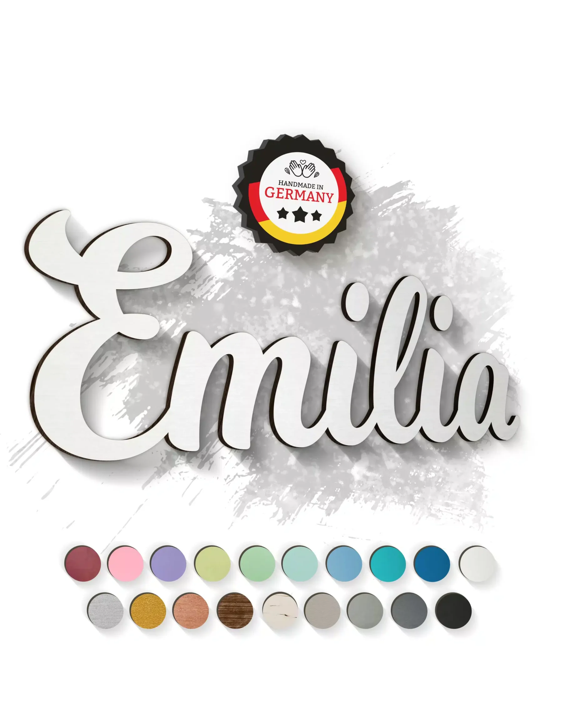 Dekoration Individueller 3D-Schriftzug aus Holz Weiß