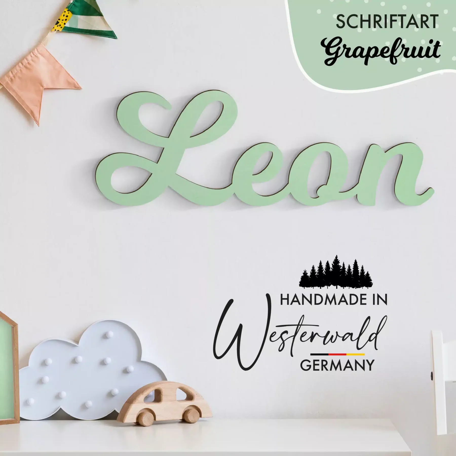 Schriftzüge Individueller 3D-Schriftzug aus lasiertem Holz zum Aufkleben