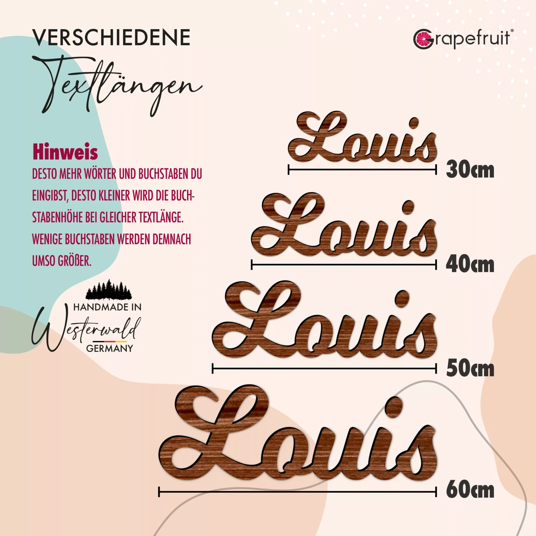 Schriftzüge Individueller 3D-Schriftzug aus lasiertem Holz zum Aufkleben