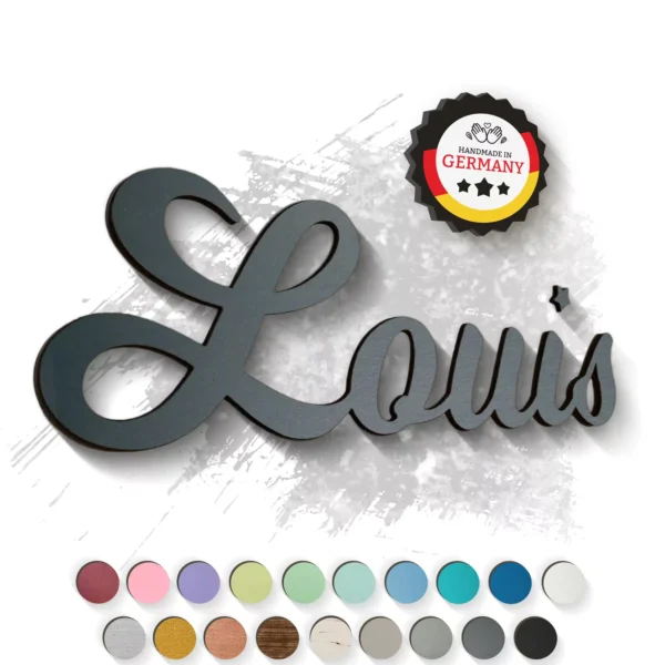 Dekoration Individueller 3D-Schriftzug aus Holz Anthrazit