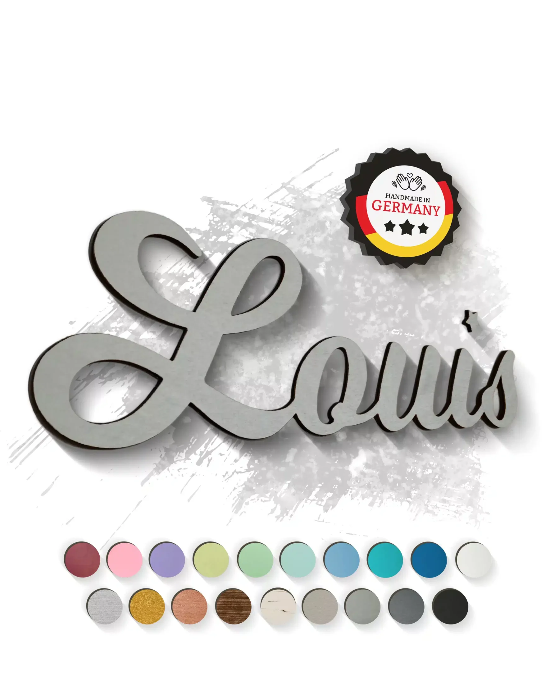 Individueller 3D-Schriftzug aus Holz Betongrau Dekoration Individueller 3D-Schriftzug aus Holz Betongrau