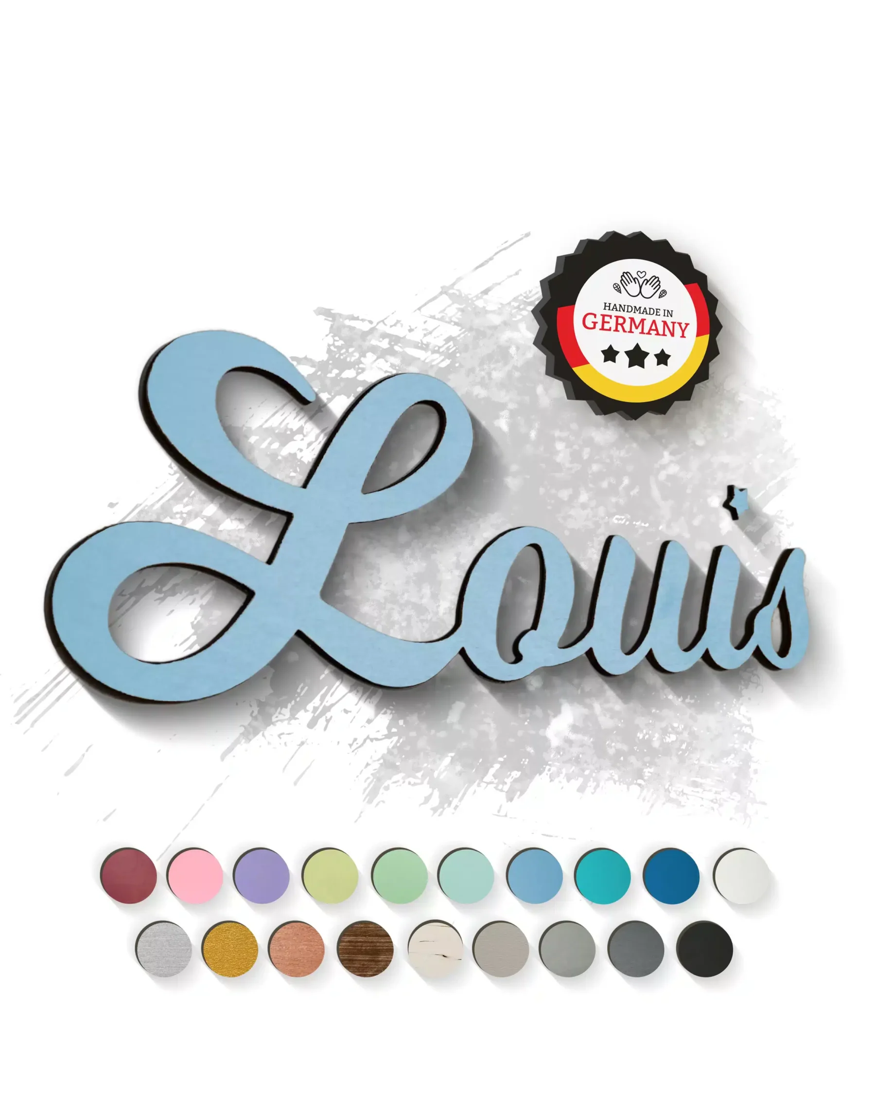 Individueller 3D-Schriftzug aus Holz Hellblau Schriftzüge Individueller 3D-Schriftzug aus Holz Hellblau