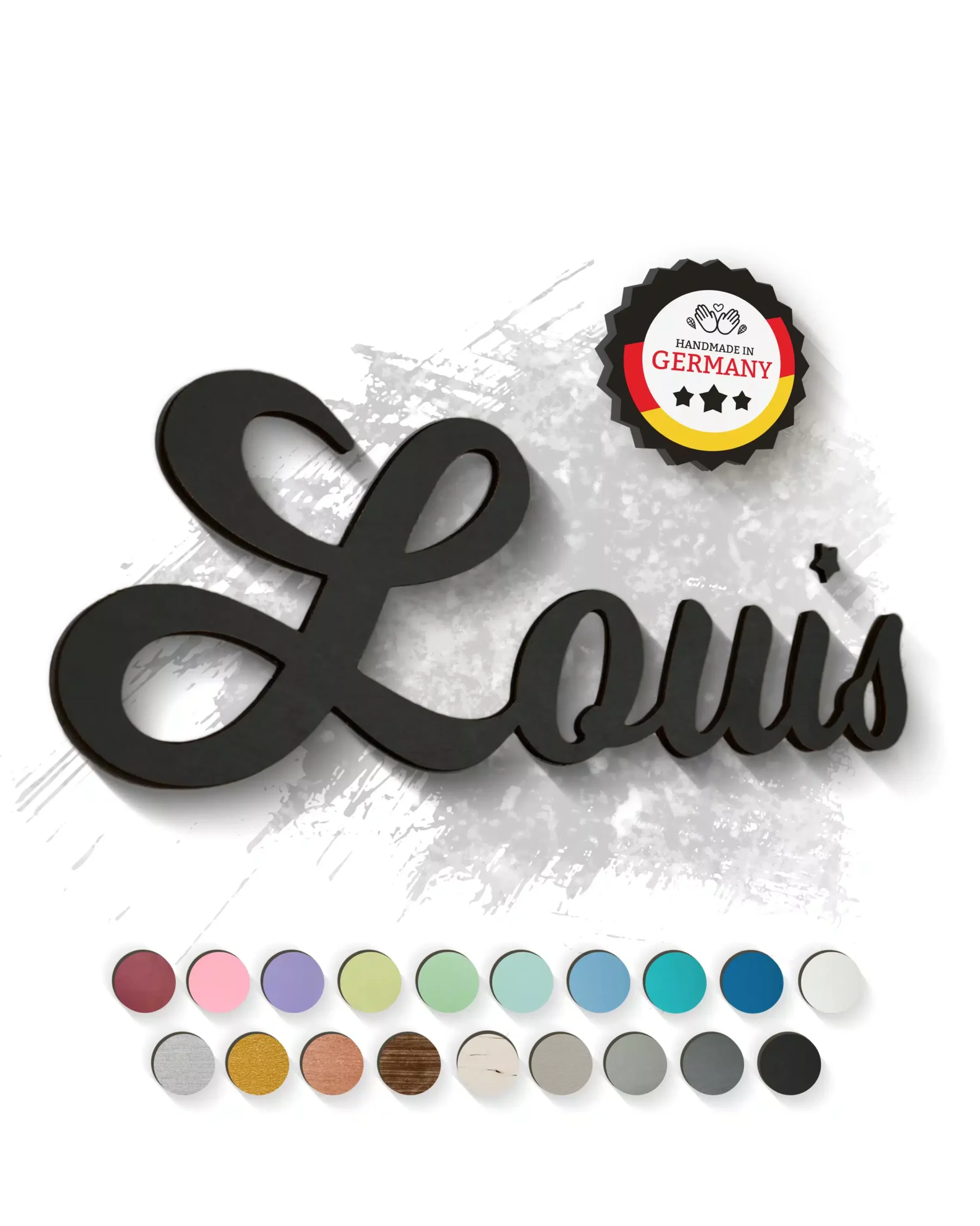 Dekoration Individueller 3D-Schriftzug aus Holz Schwarz zum Aufkleben