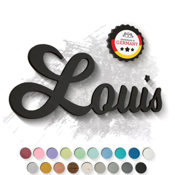 Dekoration Individueller 3D-Schriftzug aus Holz Schwarz zum Aufkleben