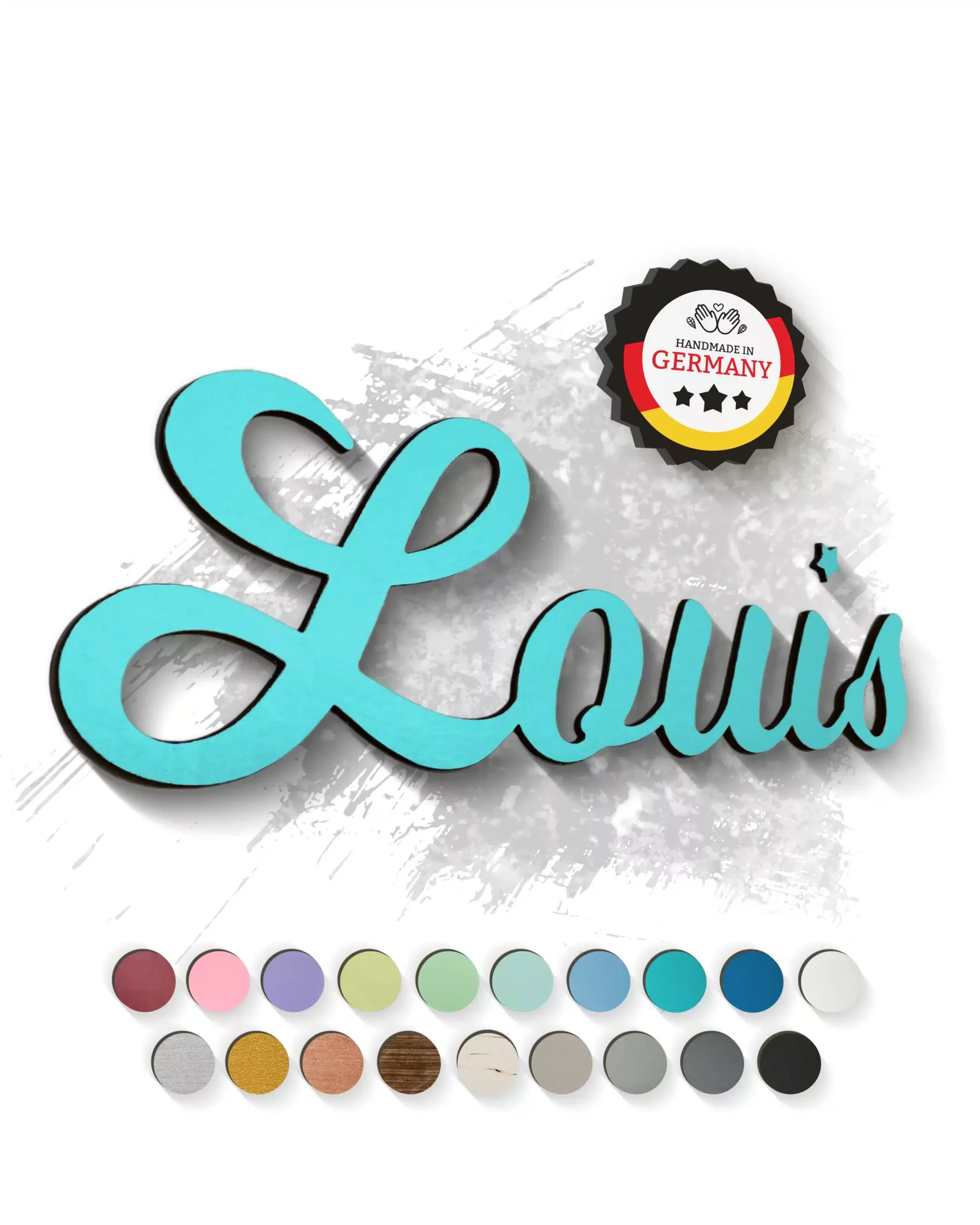 Schriftzüge Individueller 3D-Schriftzug aus Holz Türkis