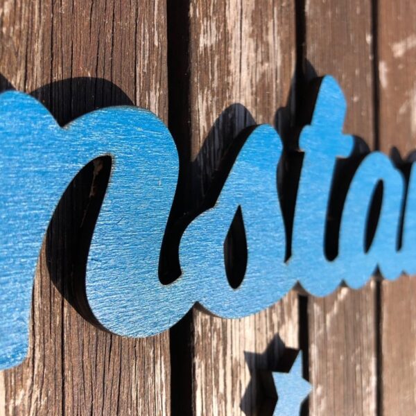 Dekoration Individueller 3D-Schriftzug aus Holz Azurblau