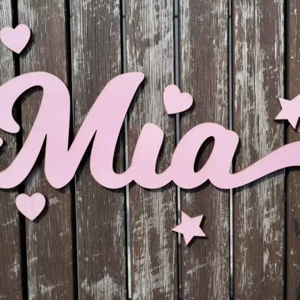 Dekoration Individueller 3D-Schriftzug aus Holz Hellrosa