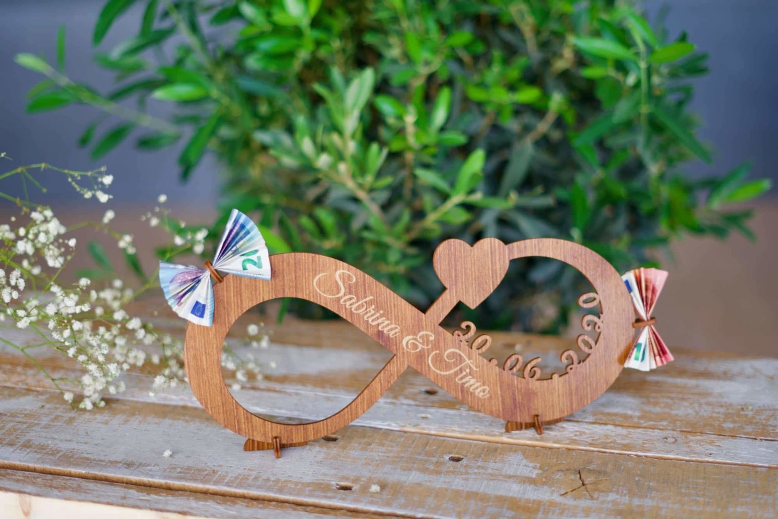 Unendlichkeit Geschenk zur Hochzeit aus Holz XL » Grapefruit