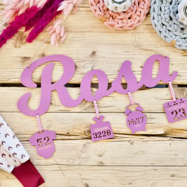 Geburt Mobile zur Geburt aus lasiertem Holz Sternzeichen und Geburtsdaten