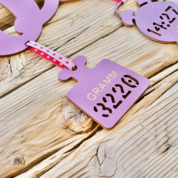 Geburt Mobile zur Geburt aus lasiertem Holz Sternzeichen und Geburtsdaten