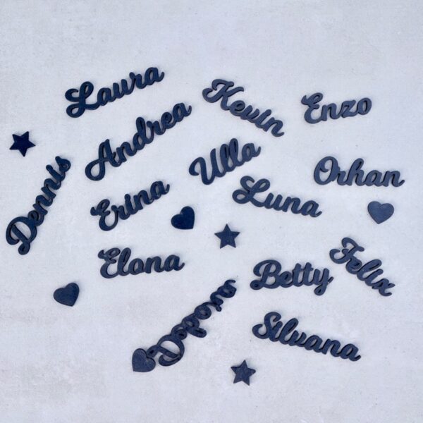 Hochzeitsdeko Tischkarten aus Holz – Platzkarten Namensschilder Hochzeit oder besondere Anlässe Schwarz