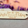 Polterabend 5er-Set Save The Date-Karte als Schlüsselanhänger aus Holz mit Gravur Hochzeit