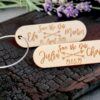 Polterabend 5er-Set Save The Date-Karte als Schlüsselanhänger aus Holz mit Gravur Hochzeit