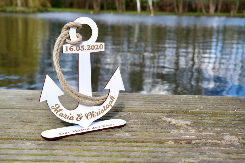 Holz Geschenke Hochzeit "Anker" Holzgeschenk zur Hochzeit
