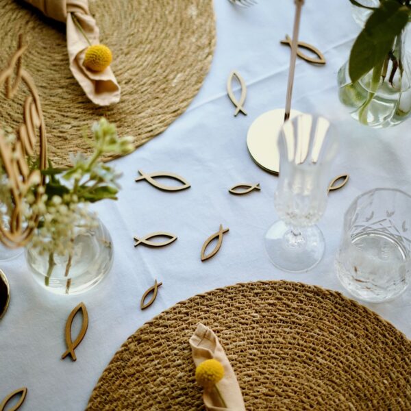 Glaube Dekoration zur Kommunion / Konfirmation aus Holz  – Christliche Fische