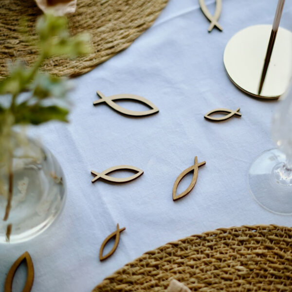 Glaube Dekoration zur Kommunion / Konfirmation aus Holz  – Christliche Fische