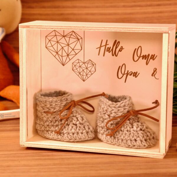 Schwangerschaft verkünden mit Kiste aus Holz Hallo Oma & Opa