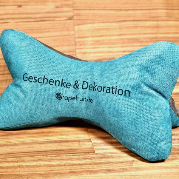 Kissen Leseknochen Logo Lasergravur
