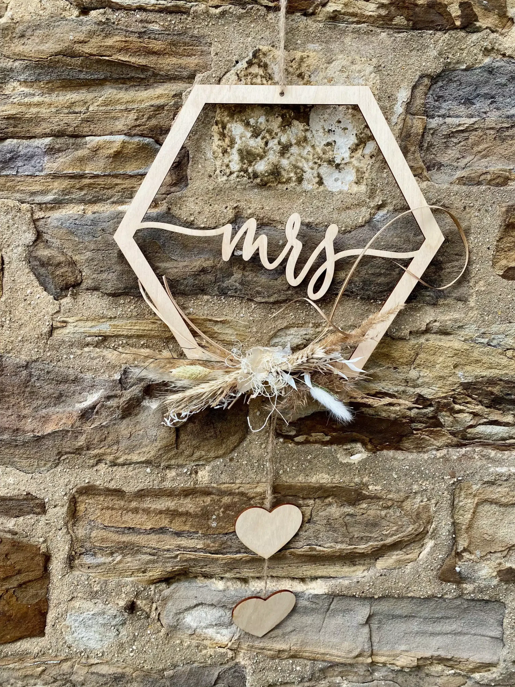 Hochzeitsdeko Hexagon-Hochzeitsdeko aus Holz: Mr & Mrs oder Braut & Bräutigam