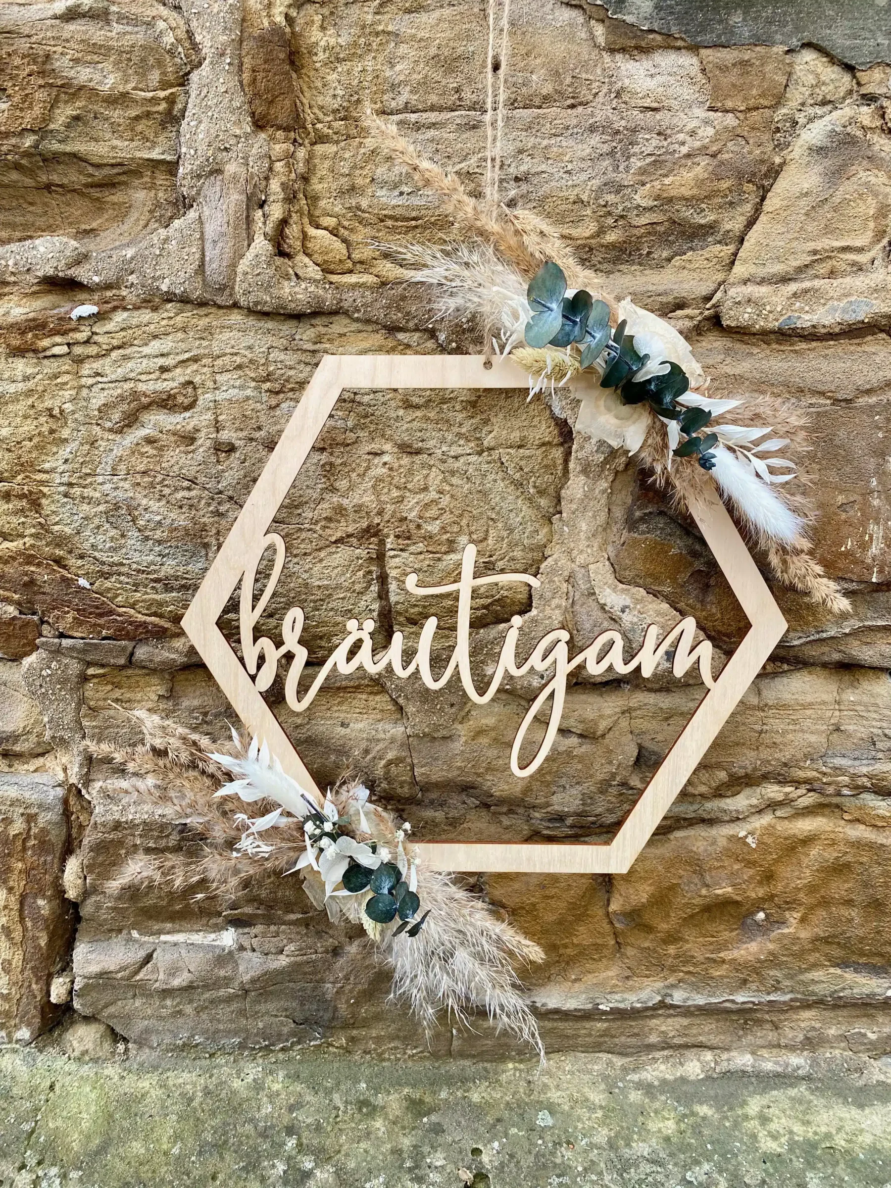 Hochzeitsdeko Hexagon-Hochzeitsdeko aus Holz: Mr & Mrs oder Braut & Bräutigam