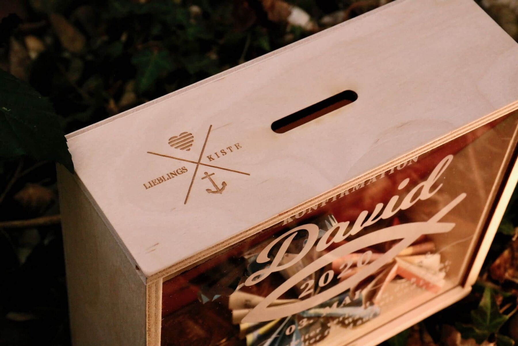 Spardose Kommunion Konfirmation Taufe aus Holz