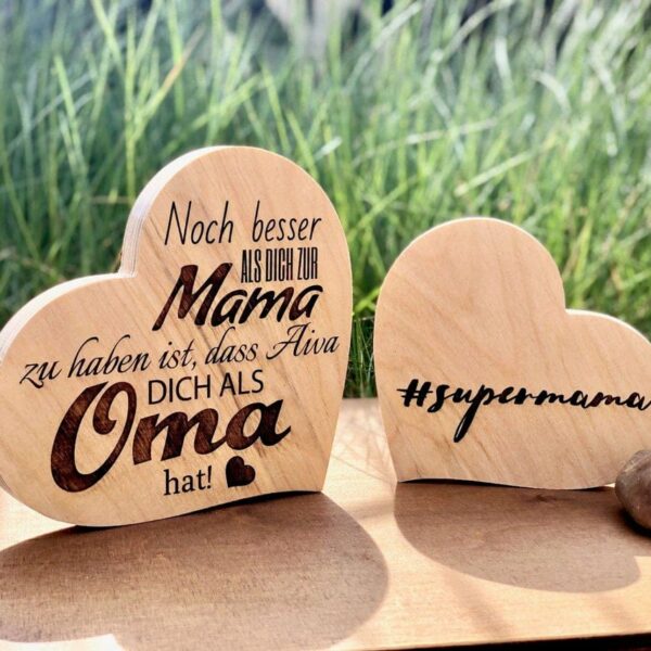 Muttertag Herz aus Holz zum Muttertag “Mama und Oma” #supermama