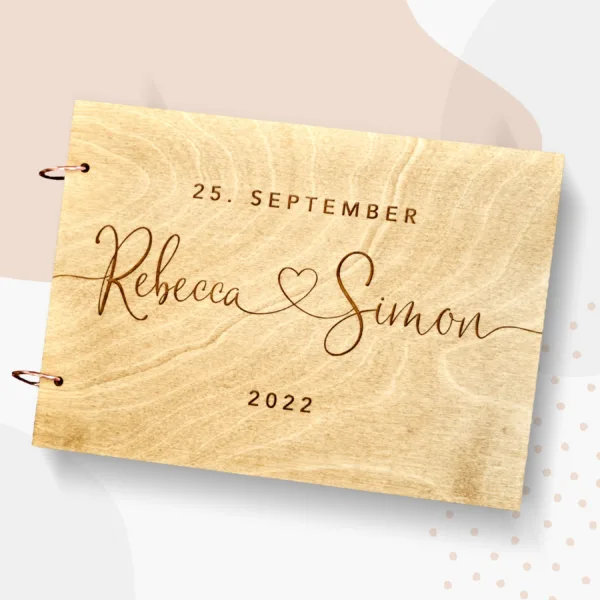 Erinnerungsbücher Gästebuch Holz | Personalisiertes Geschenk zum Geburtstag, Hochzeit & anderen Anlässen