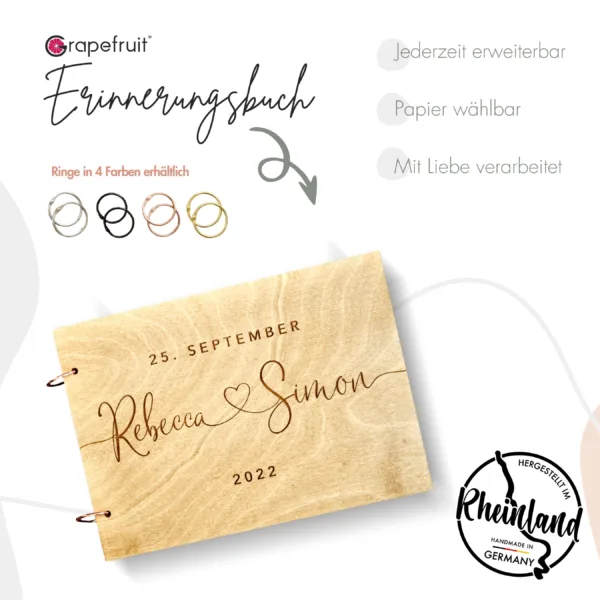 Erinnerungsbücher Gästebuch Holz | Personalisiertes Geschenk zum Geburtstag, Hochzeit & anderen Anlässen