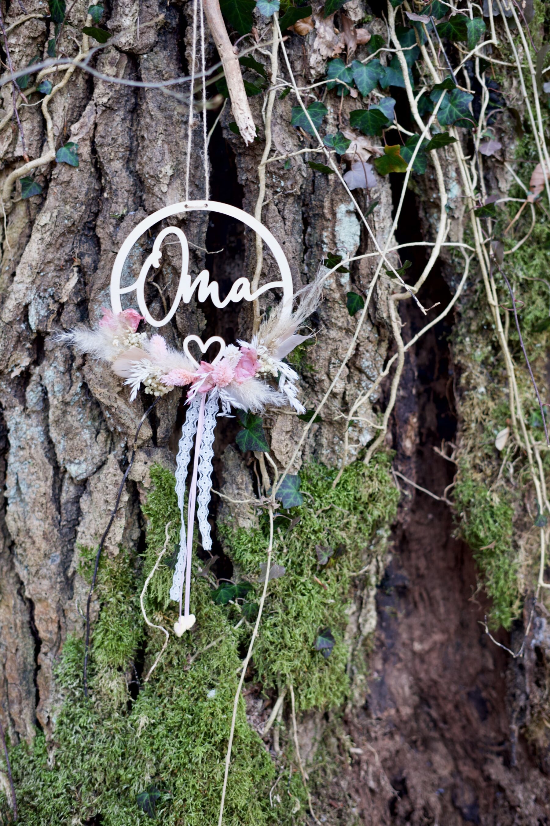 Muttertag Flower Hoop – Oma – Trockenblumenring zum Muttertag – Wandkranz – Trockenblumen