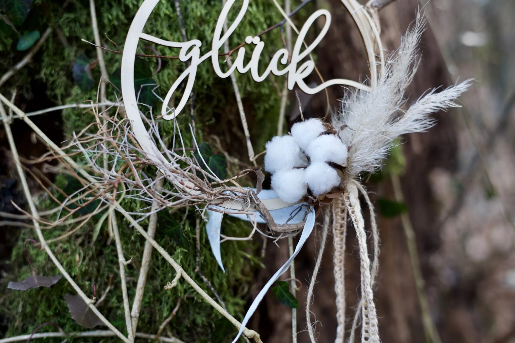 Dekoration Flower Hoop – glück – Trockenblumenring  – Wandkranz – Trockenblumen