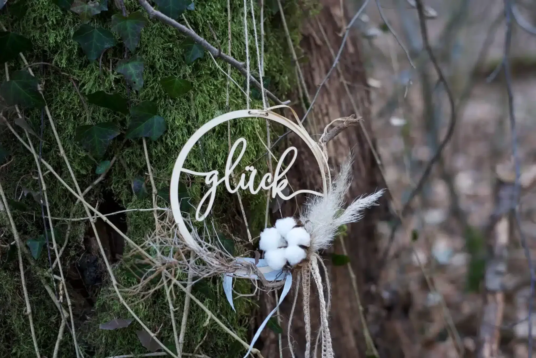 Dekoration Flower Hoop – glück – Trockenblumenring  – Wandkranz – Trockenblumen