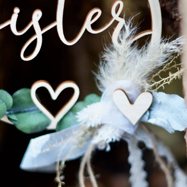 Dekoration Flower Hoop – sister – Trockenblumenring  – Wandkranz – Trockenblumen