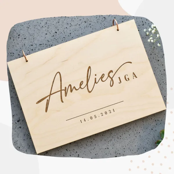 Edles Fotobuch / Gästebuch aus Holz zum JGA Erinnerungsbücher Edles Fotobuch / Gästebuch aus Holz zum JGA