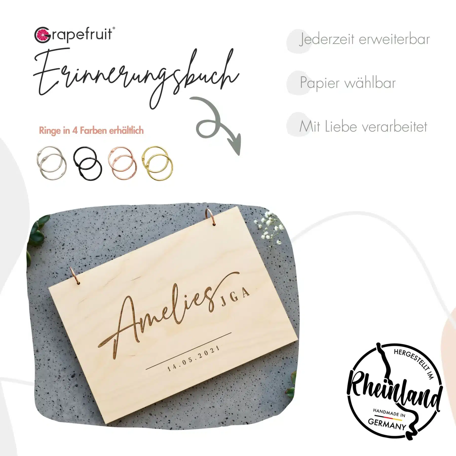 Hochzeitsgeschenke Edles Fotobuch / Gästebuch aus Holz zum JGA