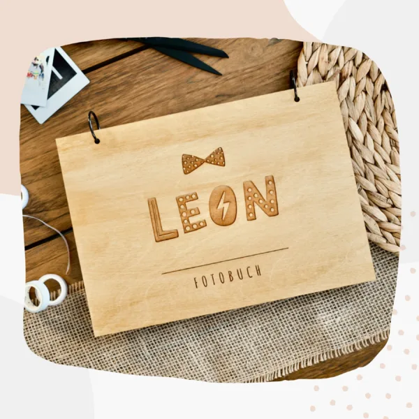 Erinnerungsbücher Fotoalbum Little Gentleman Erinnerungsbuch Fotobuch A4 aus Holz für Jungen Kinder Gästebuch für Babyparty Geburtstag Taufe