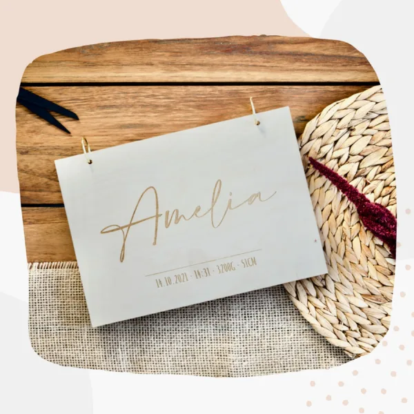 Geburt Erinnerungsbuch zur Geburt / Fotobuch / Fotoalbum A4 aus Holz für Mädchen oder Jungen / Gästebuch für Babyparty / Geburtstag / Taufe