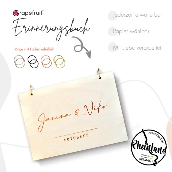 Hochzeitsgeschenke Modernes Erinnerungsbuch zur Hochzeit / Gästebuch / Fotobuch aus Holz