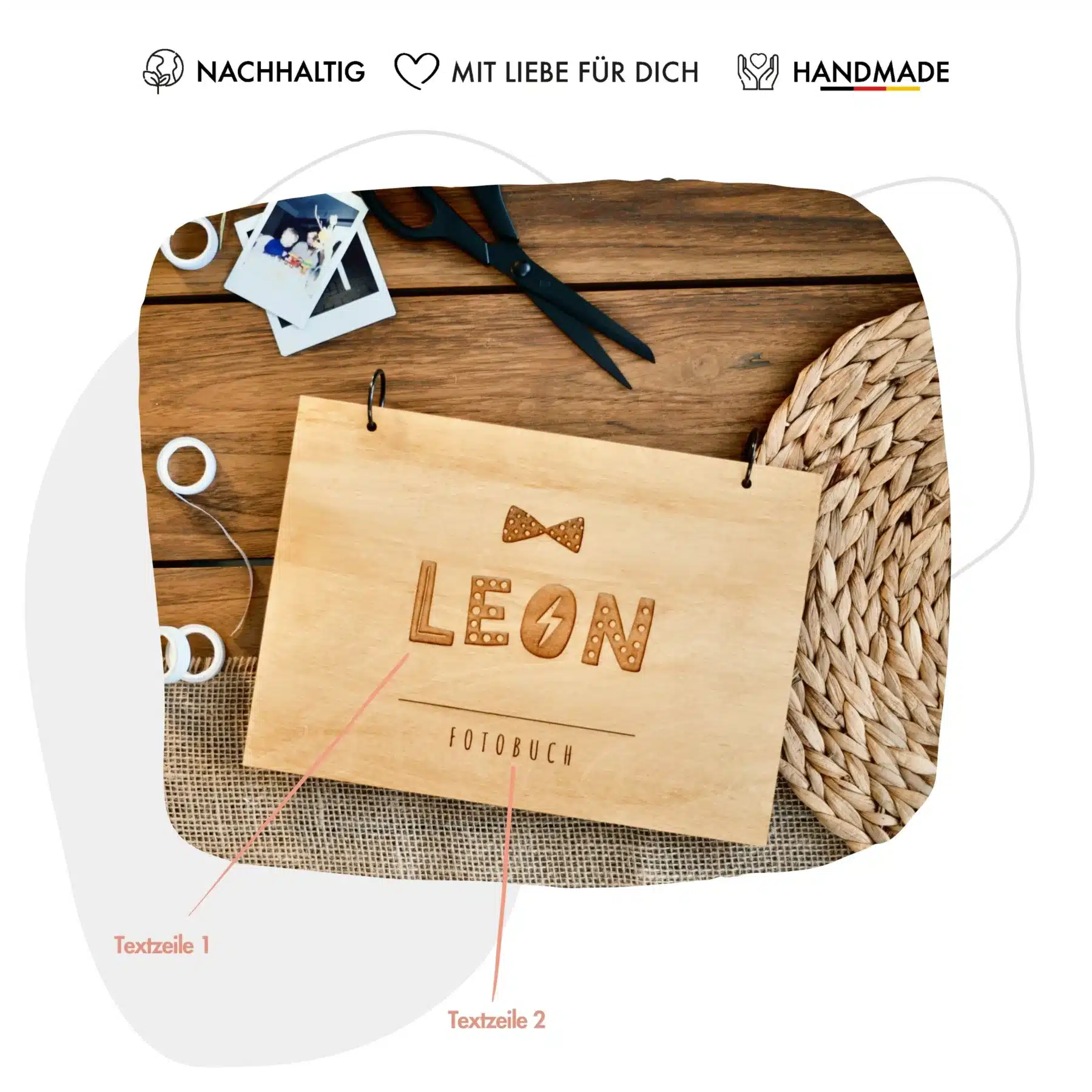 Geburt Fotoalbum Little Gentleman Erinnerungsbuch Fotobuch A4 aus Holz für Jungen Kinder Gästebuch für Babyparty Geburtstag Taufe