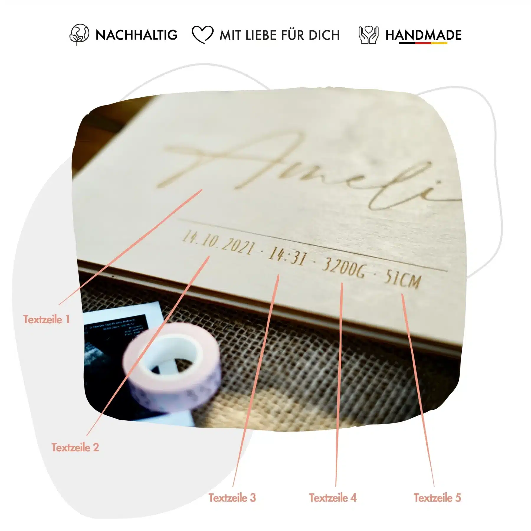 Geburt Erinnerungsbuch zur Geburt / Fotobuch / Fotoalbum A4 aus Holz für Mädchen oder Jungen / Gästebuch für Babyparty / Geburtstag / Taufe