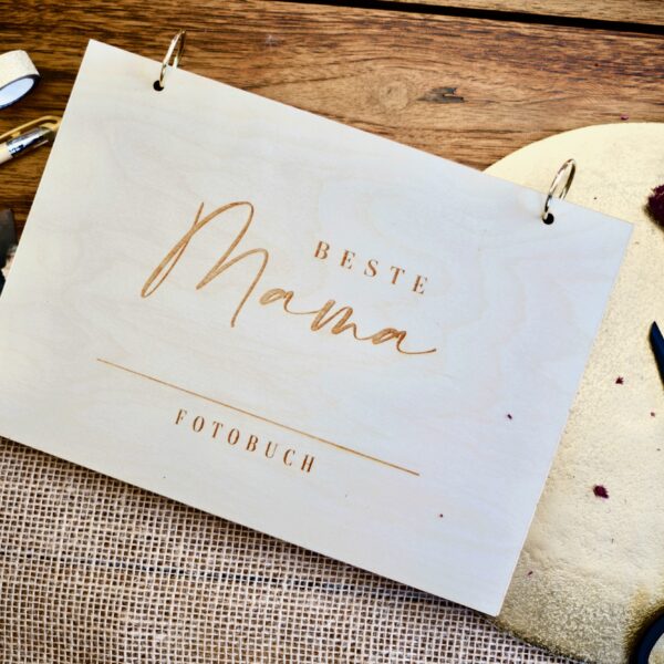 Erinnerungsbücher Erinnerungsbuch Beste Mama / Fotobuch / Fotoalbum A4 aus Holz / Geburtstag / Muttertag