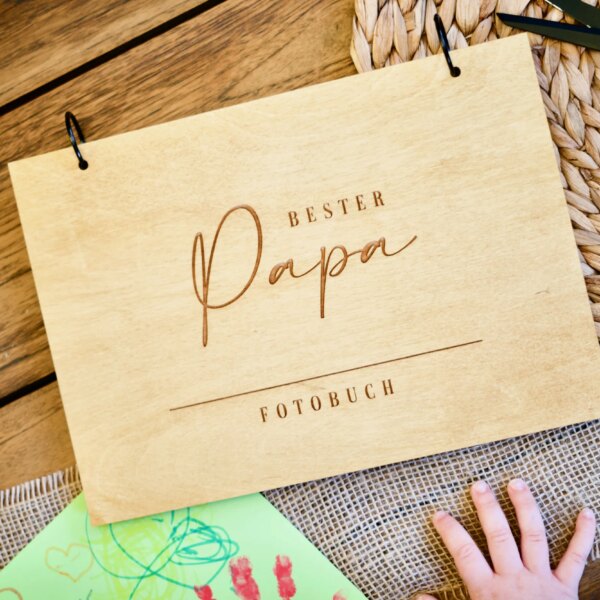 Erinnerungsbücher Fotoalbum Bester Papa Fotobuch Erinnerungsbuch A4 aus Holz Geburtstag Vatertag