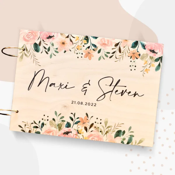 Florales Gästebuch zur Hochzeit aus Holz Erinnerungsbuch Fotobuch – Summer Feeling Gästebücher Florales Gästebuch zur Hochzeit aus Holz Erinnerungsbuch Fotobuch – Summer Feeling