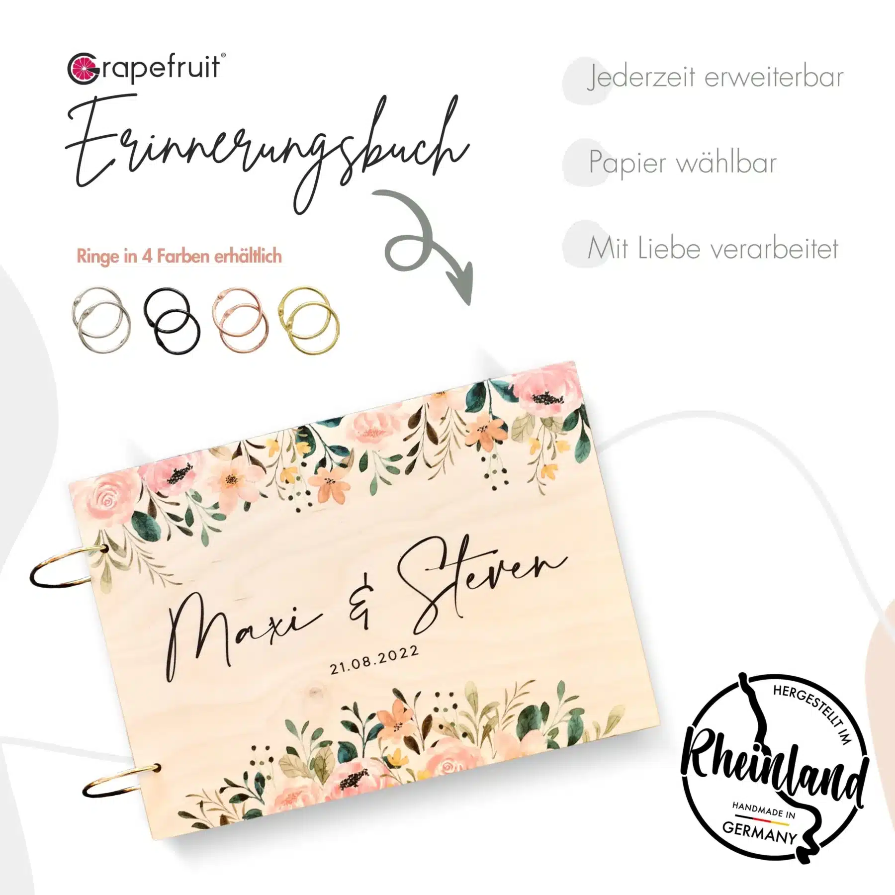 Florales Gästebuch zur Hochzeit aus Holz Erinnerungsbuch Fotobuch – Summer Feeling Gästebücher Florales Gästebuch zur Hochzeit aus Holz Erinnerungsbuch Fotobuch – Summer Feeling