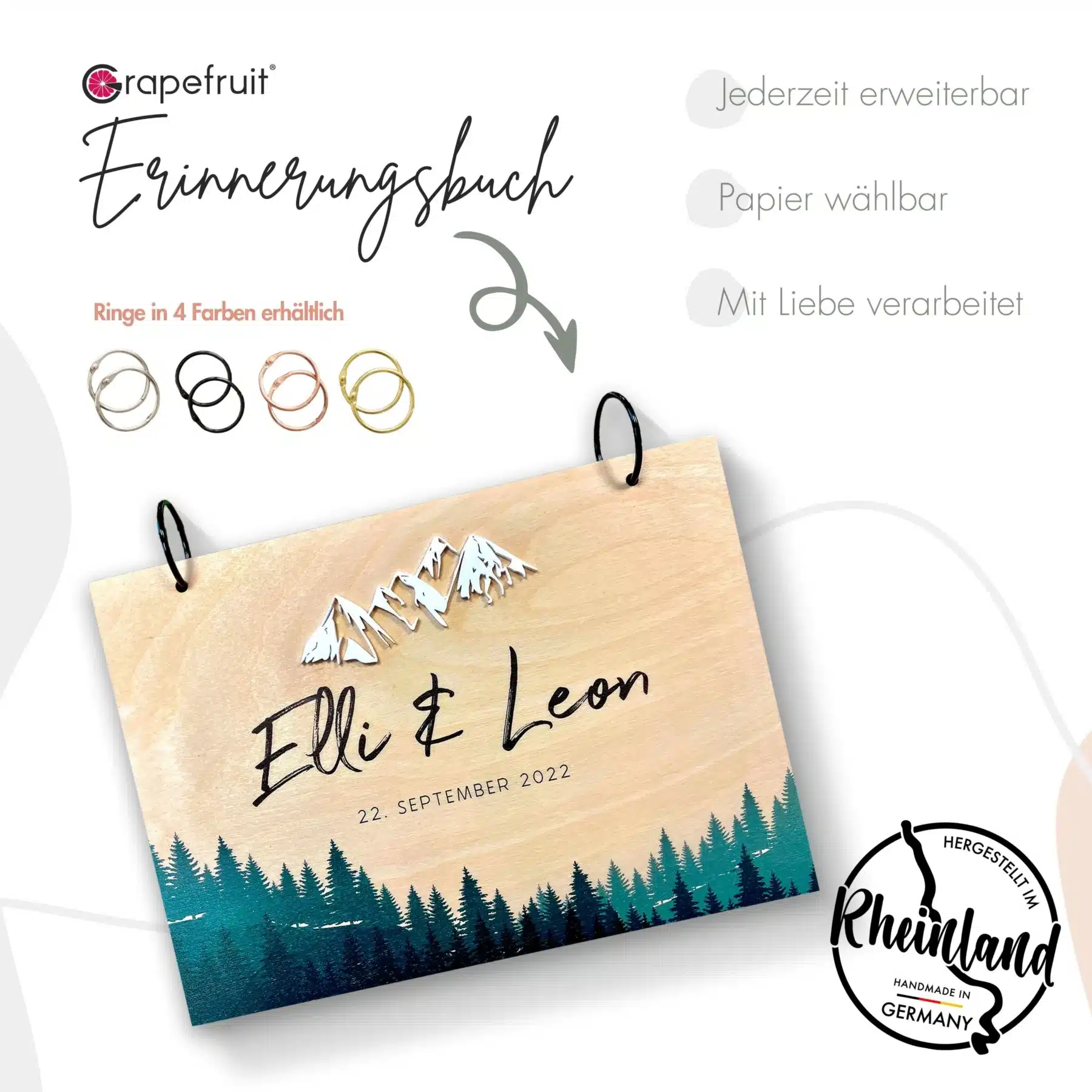 Gästebücher Gästebuch BERGLIEBE zur Hochzeit aus Holz Erinnerungsbuch Fotobuch
