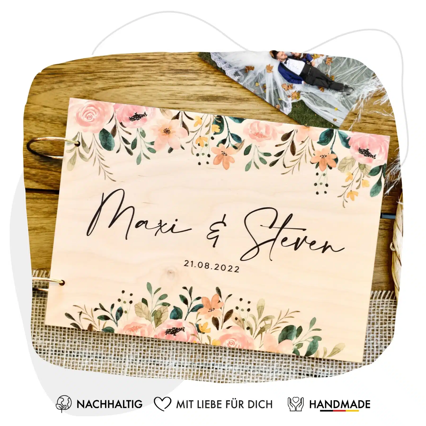 Florales Gästebuch zur Hochzeit aus Holz Erinnerungsbuch Fotobuch – Summer Feeling Gästebücher Florales Gästebuch zur Hochzeit aus Holz Erinnerungsbuch Fotobuch – Summer Feeling