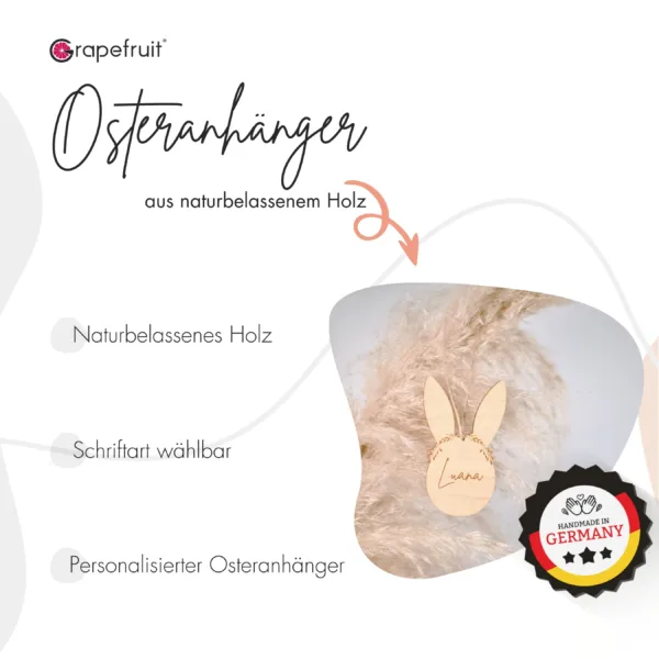 Ostern Osterhase mit Name – Personalisierter Anhänger zu Ostern  – Hase mit Name aus Holz