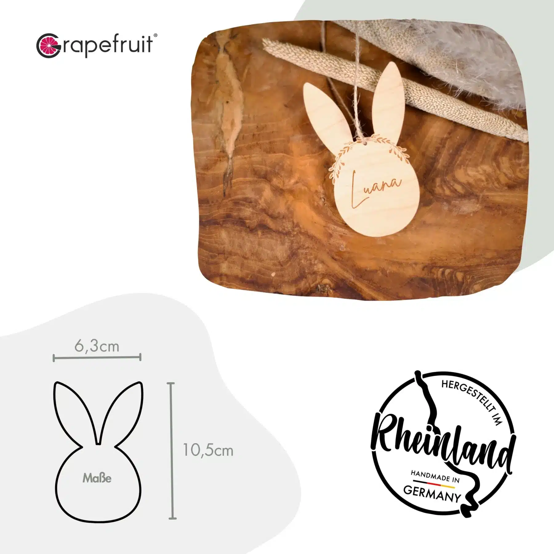 Ostern Osterhase mit Name – Personalisierter Anhänger zu Ostern  – Hase mit Name aus Holz