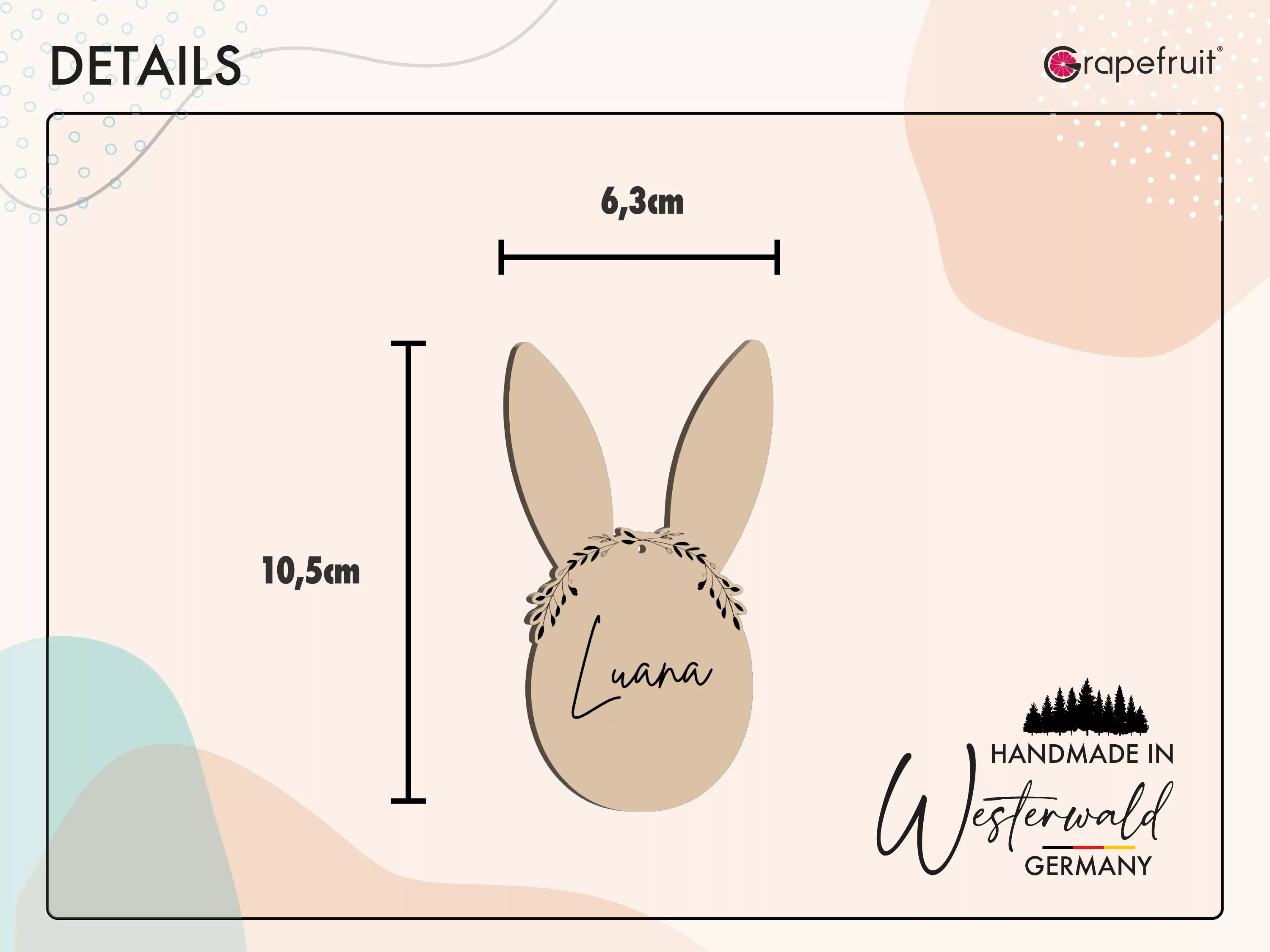 Holzanhänger Oster-Hase als Geschenkanhänger, Personalisiert mit eigenen  Wunsch-Namen