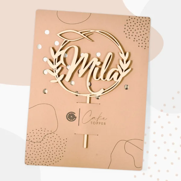 Cake Topper Grapefruit® personalisierter Cake Topper aus Holz mit individuellen Wunschnamen  Name, Geschenkidee, Vorname, Kuchendeko, Topper Kuchen, individuell (Taufe/Kommunion/Konfirmation – Eukalyptus/Fisch)