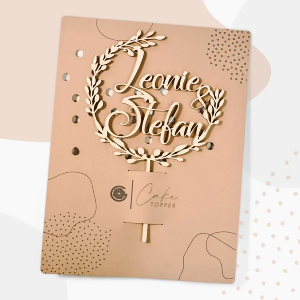 Cake Topper Grapefruit® Cake Topper zur Hochzeit mit Namen aus Holz Personalisiert Zweige – Holz